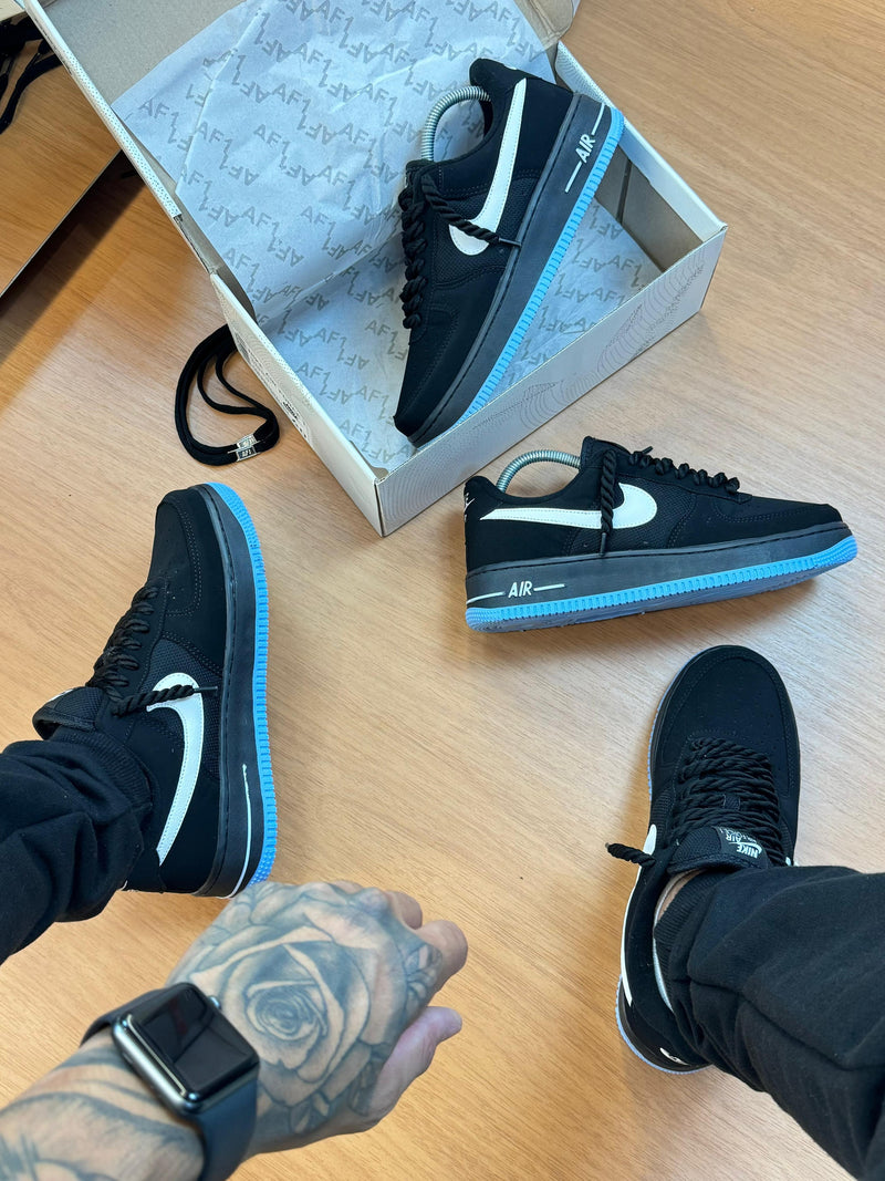 Nike Air Force Camurça  Nobuk Preto/azul